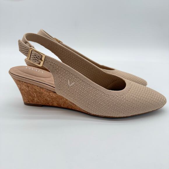 Vivaia Shoes - Vivaia Tamia Slingback Wedge Pro Old Money Minimalist Arch Support Almond 7.5
